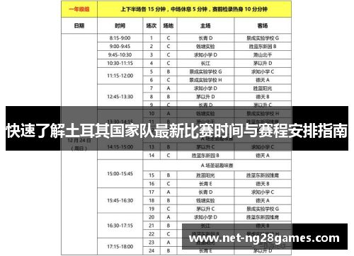 快速了解土耳其国家队最新比赛时间与赛程安排指南